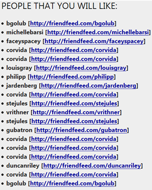 LiveBlogList for FriendFeed