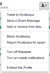 Twitter Following Profile Options